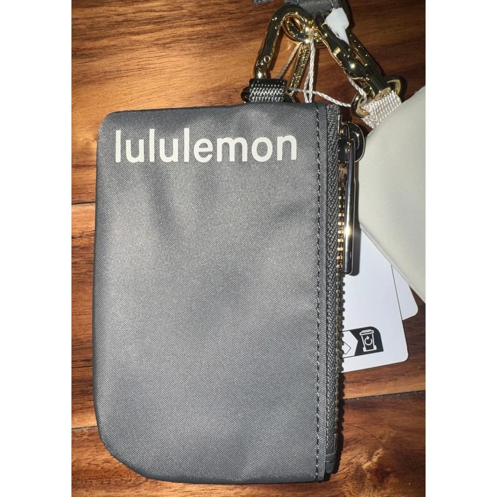 Lululemon Dual Pouch Wristlet Grey Sage Light Ivory Wallet NWT